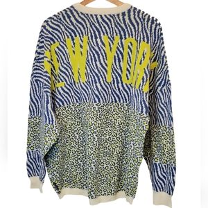 Spirit Jersey New York Animal Print Knit Sweater Size Small